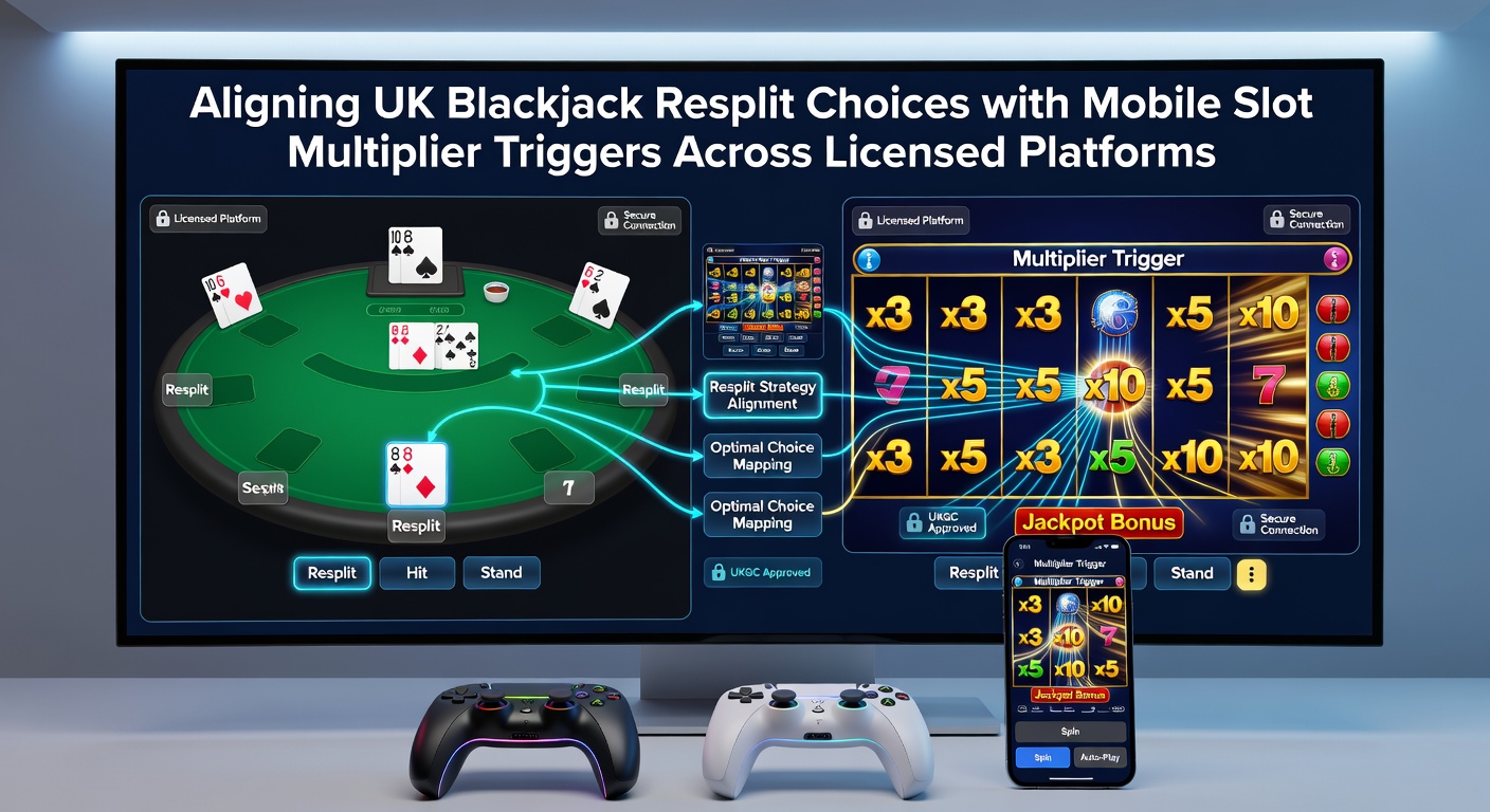 Mobile interface displaying blackjack resplit confirmation next to active slot multiplier meter on a regulated platform