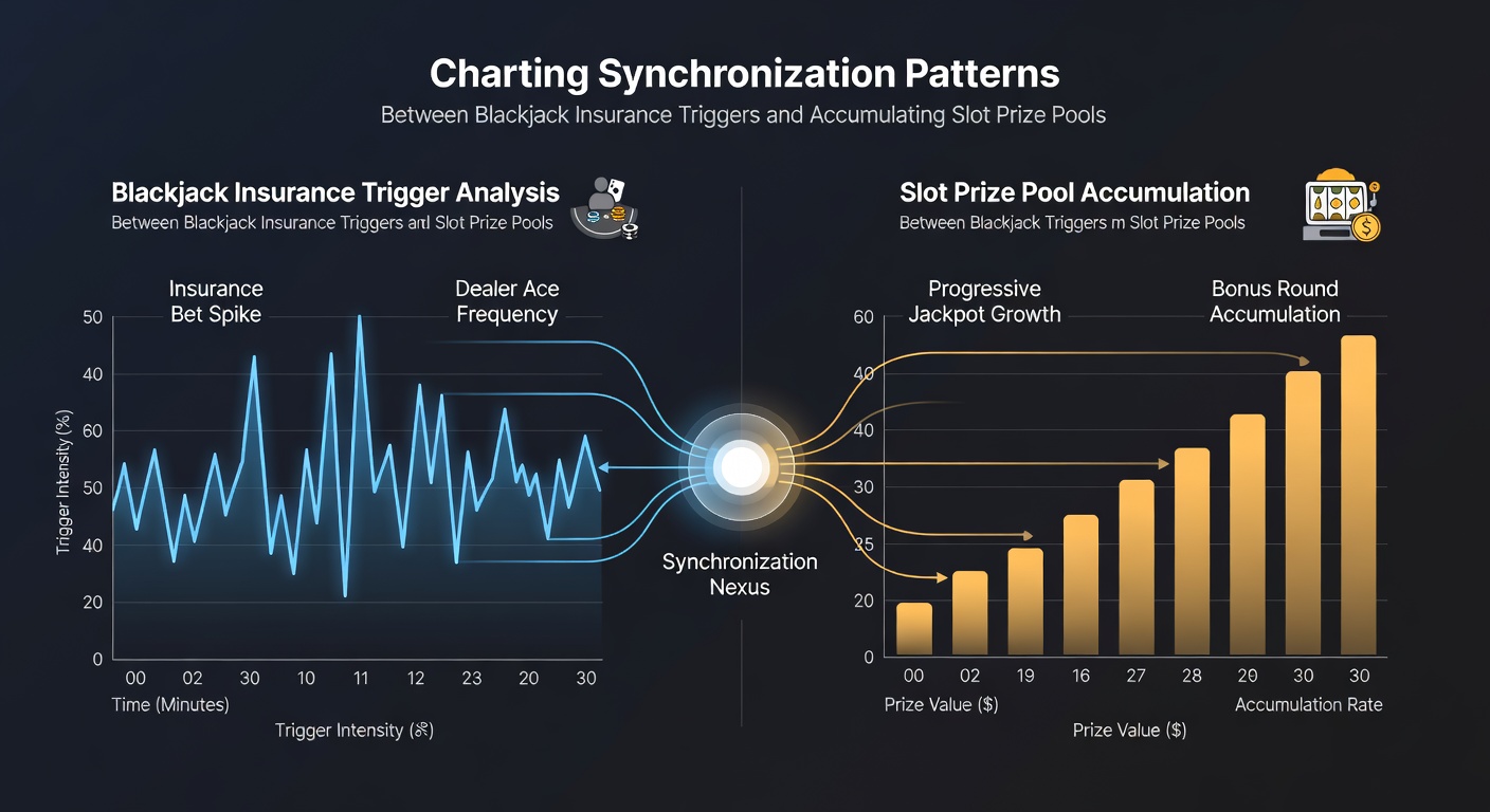 Chart illustrating timing overlaps between blackjack insurance events and slot jackpot growth metrics