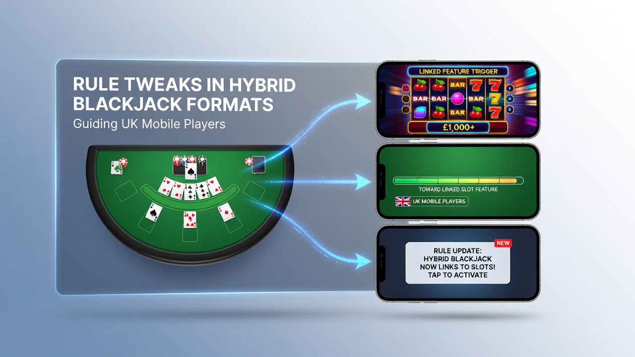 Close-up of smartphone displaying linked blackjack and slot bonus meter filling during hybrid game session