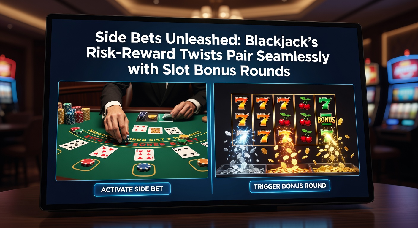 Dynamic slot machine screen during a bonus round with cascading reels and multipliers, illustrating parallels to blackjack side bet excitement